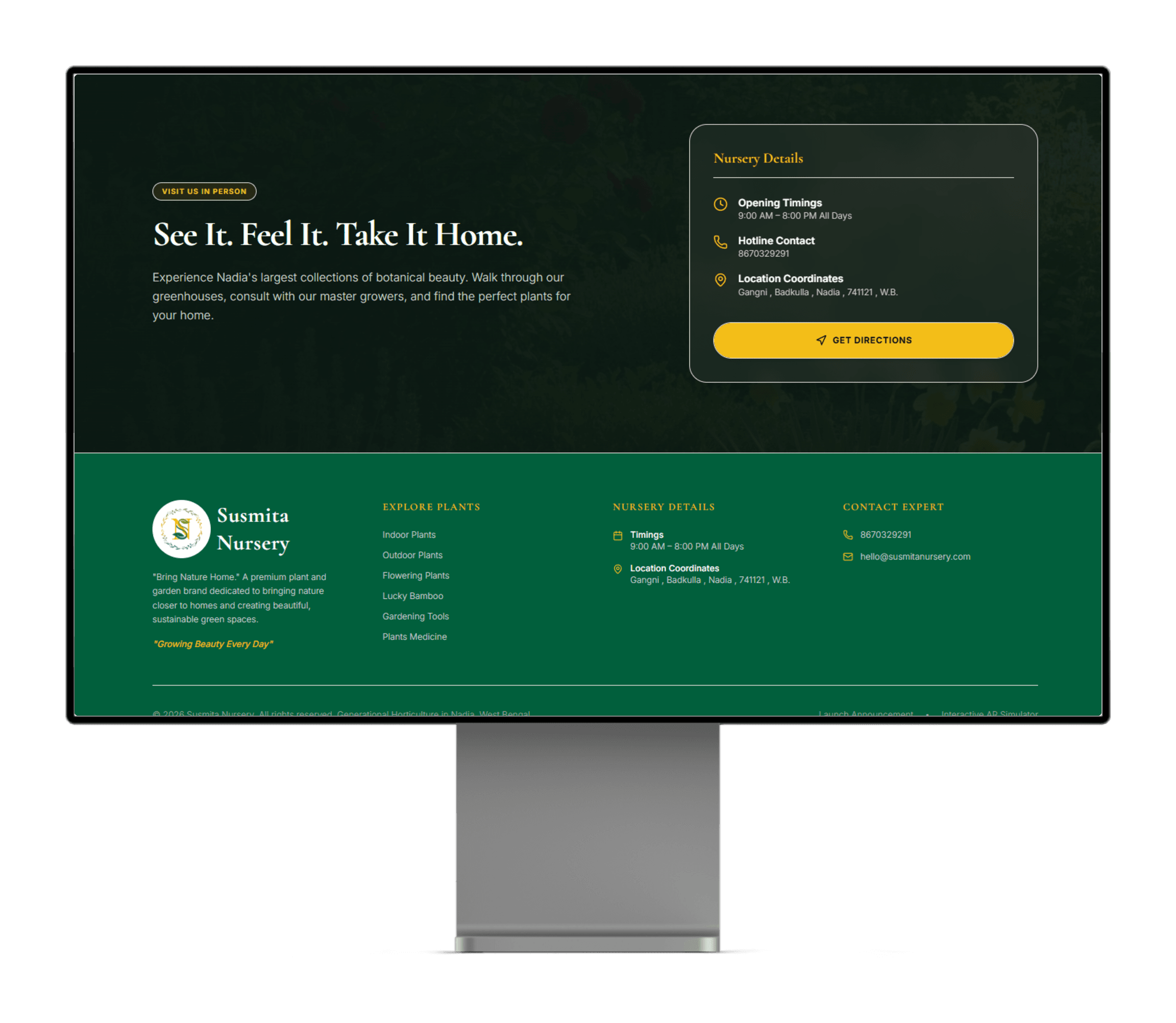 Full-width desktop conversion hero view featuring direct consultation CTAs, customer review telemetry, and instant order triggers.